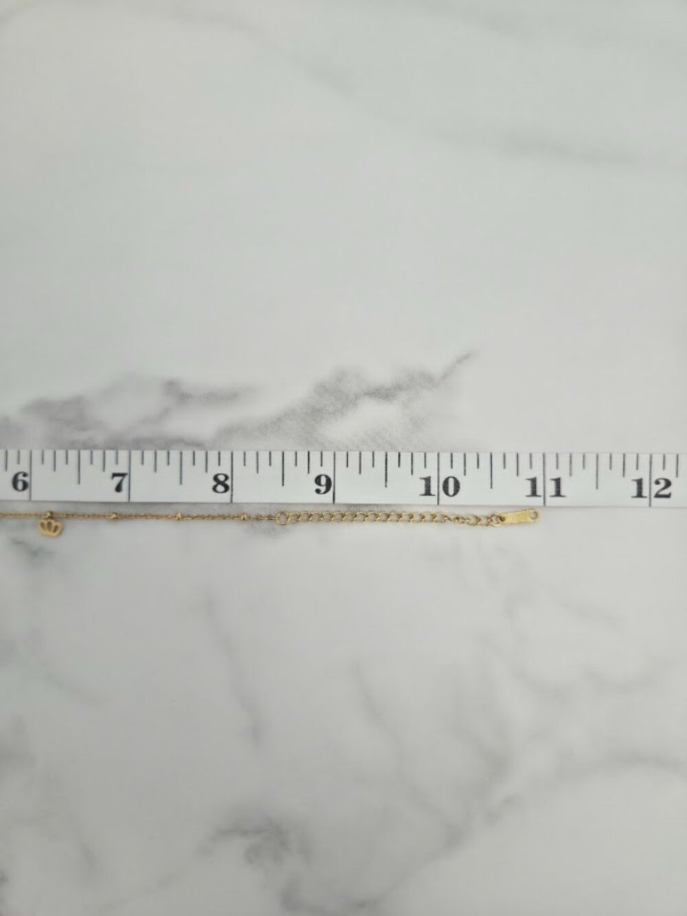 Gold Chain Anklet with Crown and Rhinestone Charms Delicate Beach Jewelry - Picture 13 of 13